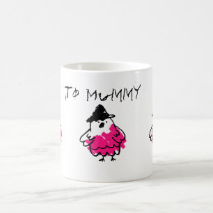 Caneca De Café Desenho de pintinho de giz-de-rosa e preto 