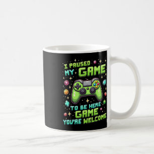 Caneca De Café Desenho de Pixel de Gamer Engraçado Eu Pausar Meu 