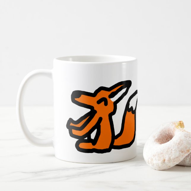 Caneca De Café Desenho de Raposa Divertido (Com Donut)