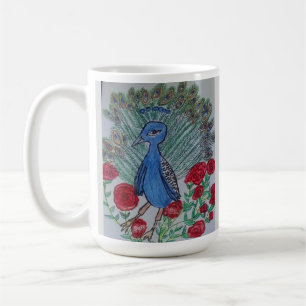 Caneca De Café Desenho de rosa do amor do pavão