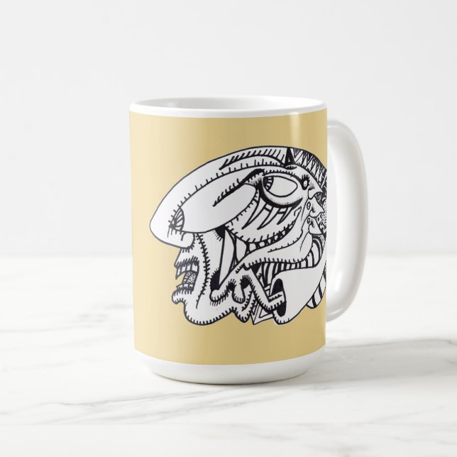 Caneca De Café Desenho de tinta de três aspectos (Frente Esquerda)