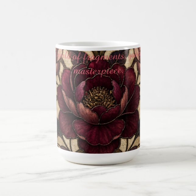 Caneca De Café Desenho de Vitral de Rosa  (Centro)