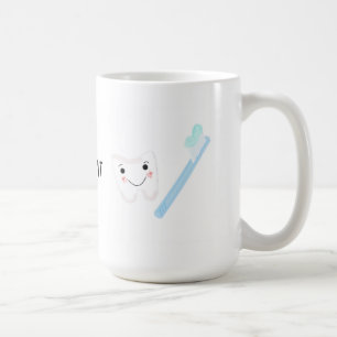Caneca De Café Desenho Dental, Dente e Escova de Dentes