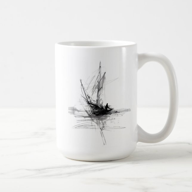 Caneca De Café Desenho do abstrato Sailboat (Direita)