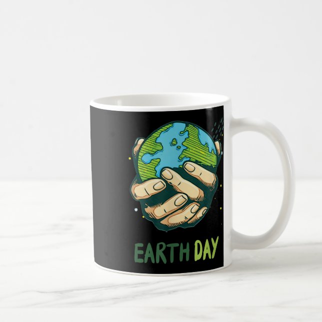 Caneca De Café Desenho do Dia da Terra Proteção Ambiental  (Direita)