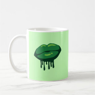 Caneca De Café Desenho do Dia de São Patrício - Lábios de Mulher-