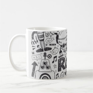 Caneca De Café Desenho do Illustrator de Robô de Porodle