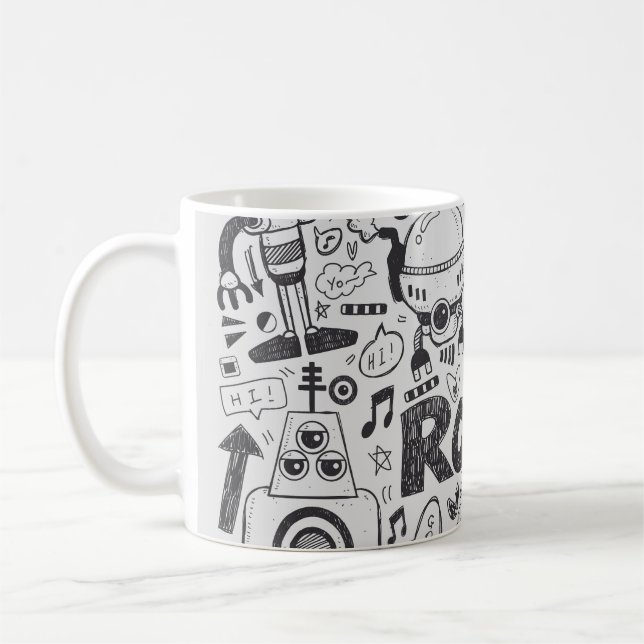 Caneca De Café Desenho do Illustrator de Robô de Porodle (Esquerda)