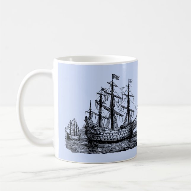 Caneca De Café Desenho do navio à vela gigante (Esquerda)