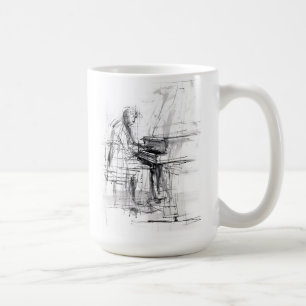 Caneca De Café Desenho do Pianista abstrato