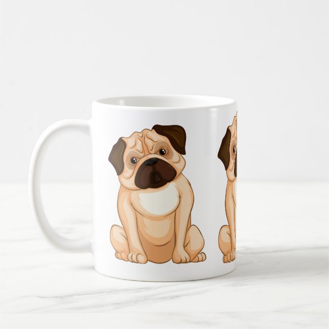 Caneca De Café Desenho do Pug Mal-humorado (Esquerda)
