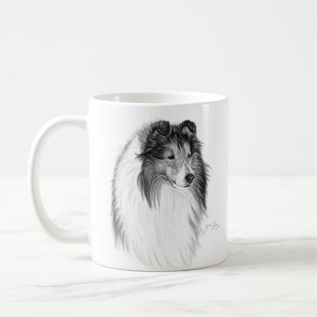 Caneca De Café Desenho do Sheepdog de Shetland (Esquerda)