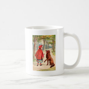 Caneca De Café Desenho do vintage: Capa de equitação vermelha e o