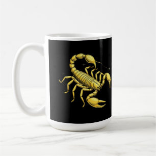 Caneca De Café Desenho do Zodíaco Escorpião Dourado com Ornamento