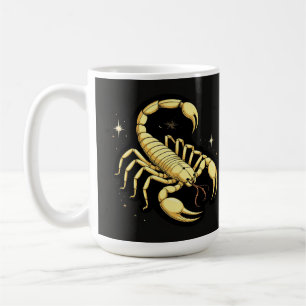 Caneca De Café Desenho do Zodíaco Escorpião Dourado com Ornamento