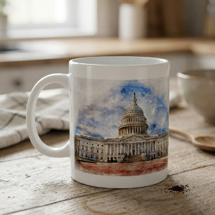 Caneca De Café Desenho em Pastel do Capitólio dos Estados Unidos