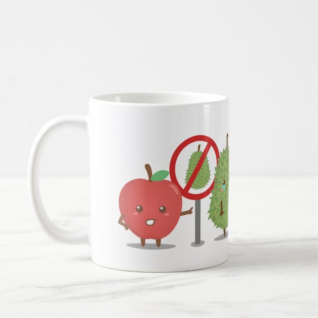 Caneca De Café Desenho Engraçado, Fruta Proibida, Maçã e Durian (Esquerda)