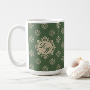 Caneca De Café Desenho Estilizado de Foulard em Verde Sage