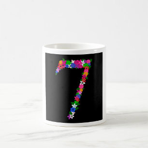 Caneca De Café Desenho Floral Botânico Número Sete