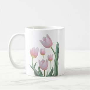 Caneca De Café Desenho Floral de Tulipa Pastel