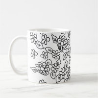 Desenho floral preto e branco