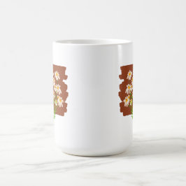 Caneca De Café Desenho floral rústico em fundo marrom