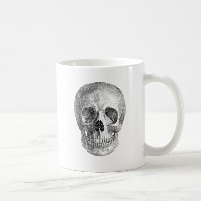 Caneca De Café Desenho frontal da vista de um crânio humano (Direita)