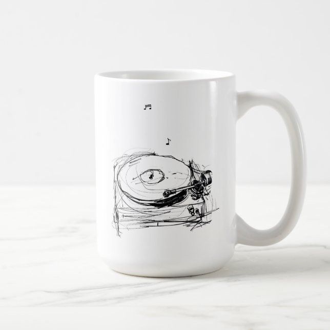 Caneca De Café Desenho Gramofone Abstrato Elegante (Direita)