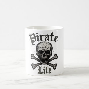 Caneca De Café Desenho Grunge Caveira e Ossos Cruzados da Vida Pi