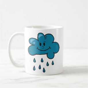 Caneca De Café Desenho Ilustrativo de Chuva em Nuvens   Clima e N