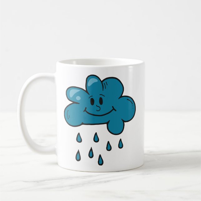Caneca De Café Desenho Ilustrativo de Chuva em Nuvens | Clima e N (Esquerda)