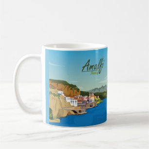 Caneca De Café Desenho Mão Amalfi Itália Paisagem