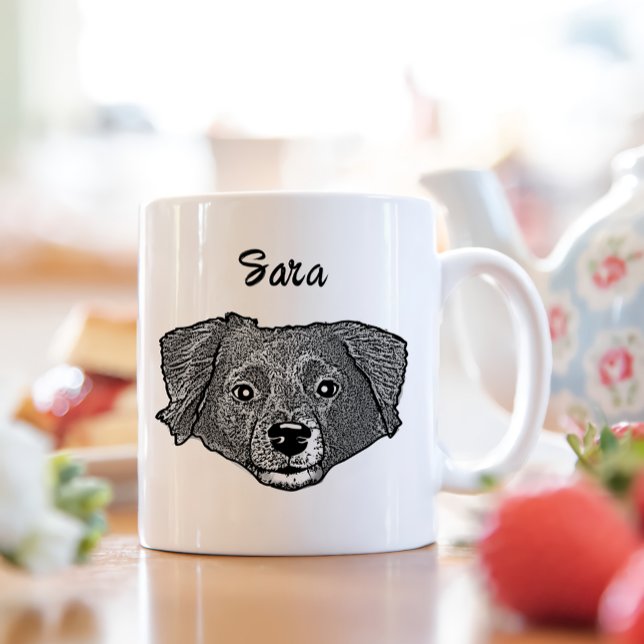 Caneca De Café Desenho Mão Personalizado do Cachorro Markiesje (Criador carregado)