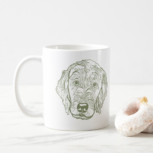 Caneca De Café Desenho Mão Personalizado do Cão Labradoodle (Com Donut)