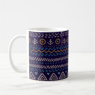 Caneca De Café Desenho-Mão Tribal: Padrão Étnico-Sem-Mão