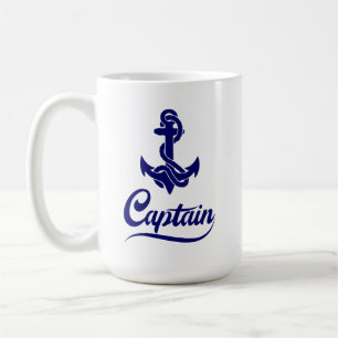 Caneca De Café Desenho Náutico Âncora de Barco à Vela Capitão