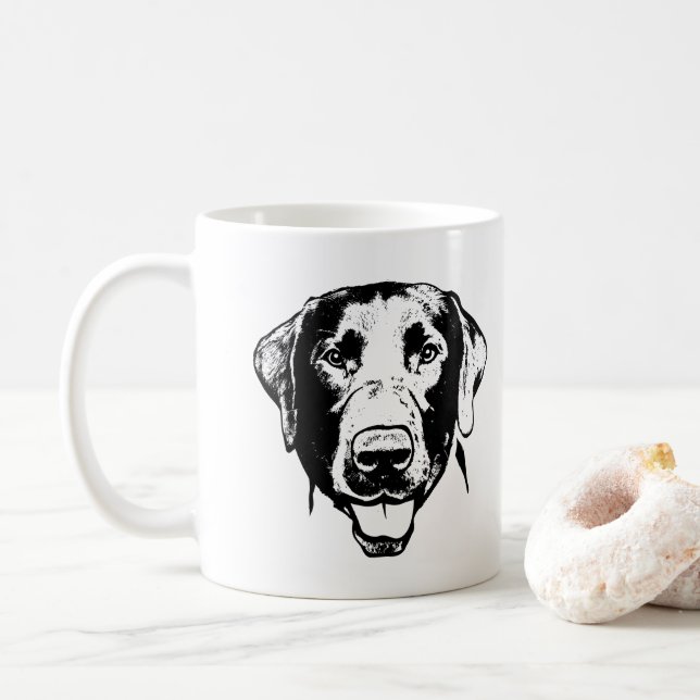 Caneca De Café Desenho Personalizado do Cão Labrador (Com Donut)