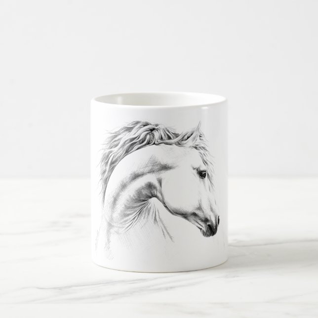 Caneca De Café Desenho retrato de cavalos Desenho equestre (Centro)