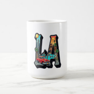 Caneca De Café Desenho Retro Gótico de Carro e Esqueletos de Los