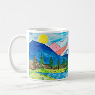 Caneca De Café Desenho Simples Da Montanha Por Criança