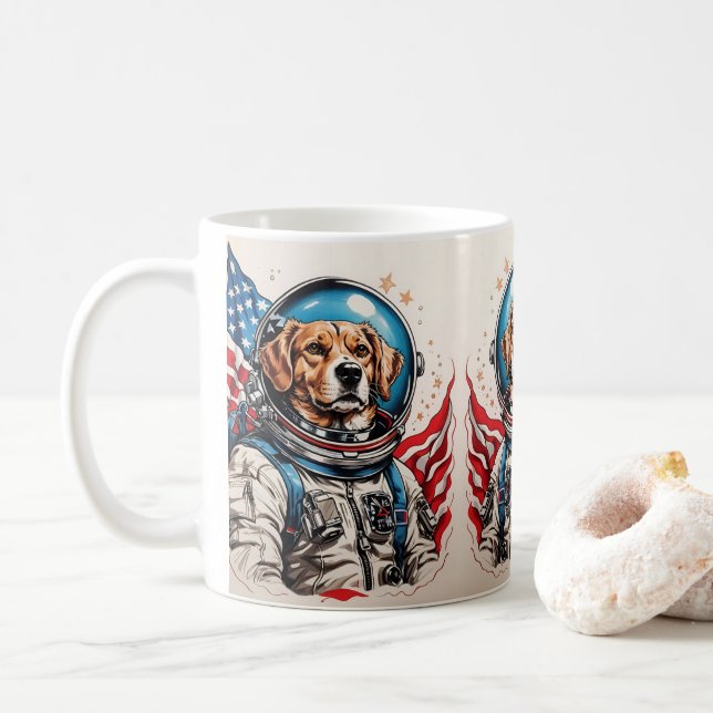 Caneca De Café Desenho tradicional americano de tatuagem de cão (Com Donut)