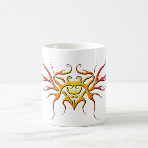 Caneca De Café Desenho Tribal Coração Alado - vermelho
