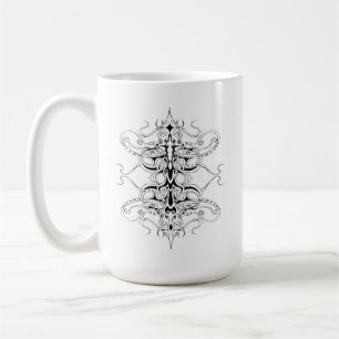 Caneca De Café Desenho Tribal do Império Preto e Branco