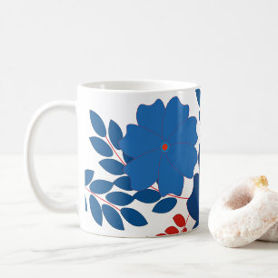 Caneca De Café Desenho vetorial de flores azuis simples