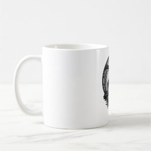 Caneca De Café Desenho Vetorial de Silhueta de Girafa Vintage Lua