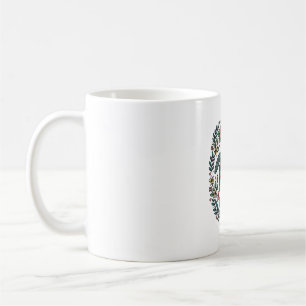 Caneca De Café Desenho Vetorial Floral de Tartaruga Marinha Vinta
