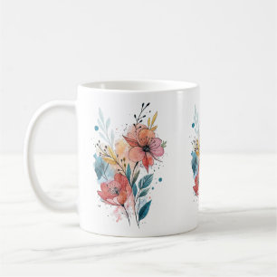 Caneca De Café Desenho Vibrante de Aquarela Floral