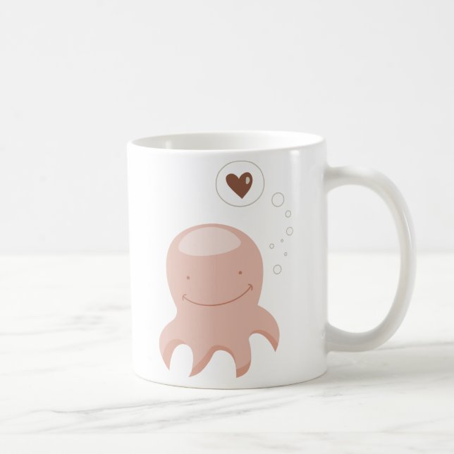 Caneca De Café Desenhos animados bonitos do amor do polvo (Direita)