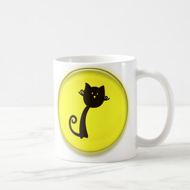 Caneca De Café Desenhos animados bonitos do gato preto no design (Direita)