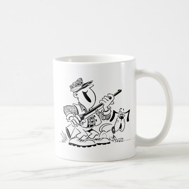 Caneca De Café Desenhos animados do caçador e do cão (Direita)